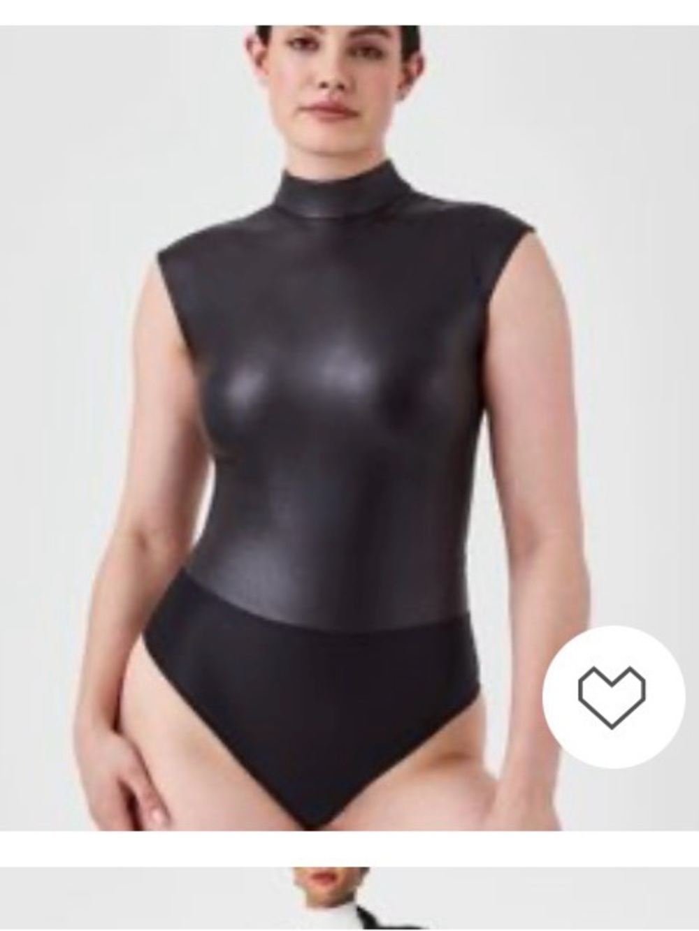SPANX Faux Leather Black Sleeveless High-Neck bodysuit